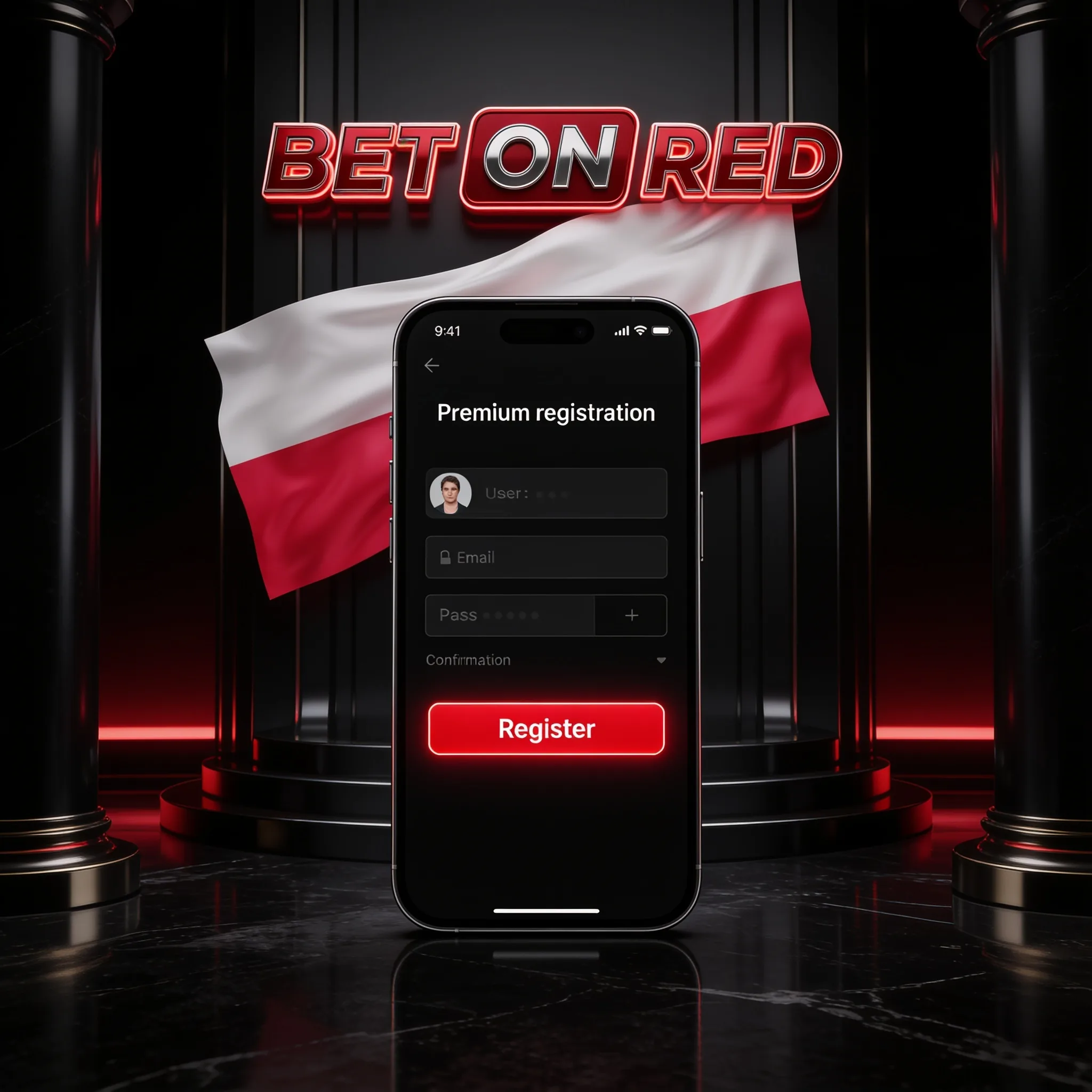 Rejestracja konta BetOnRed na telefonie